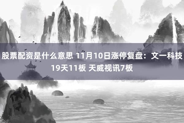 股票配资是什么意思 11月10日涨停复盘：文一科技19天11板 天威视讯7板