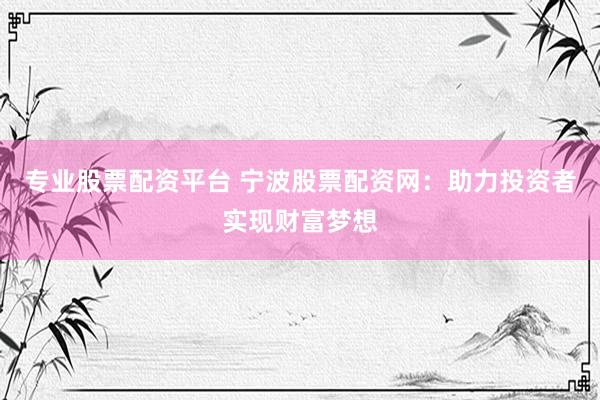 专业股票配资平台 宁波股票配资网：助力投资者实现财富梦想